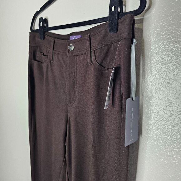 NYDJ 8 Brown Ponte Knit Skinny Pants Office Career Comfort Slimming Lift Tuck - Picture 2 of 6